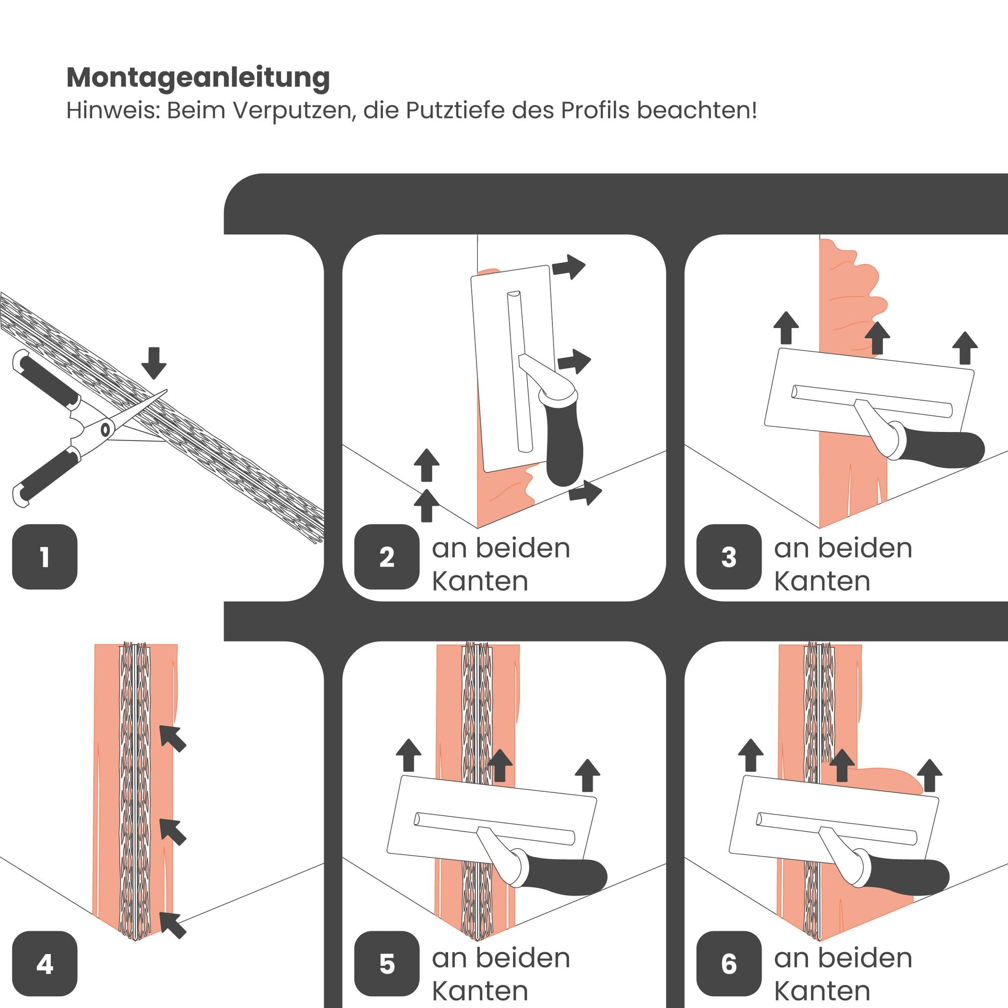 PROTEKTOR 1007 Kantenprofil für den Innenputz 150cm, 25 Stück Silber 10mm Putzstärke, Innenputz Trockenbau, korrosionsbeständig