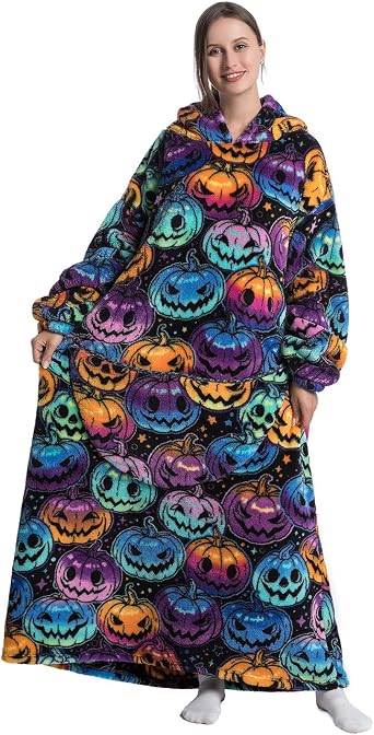 Oversized Hoodie Blanket, Extra Long Wearable Hoodie Ultra Soft Warm Fleece Hooded Blanket Throw Giant Sweatshirt for Men Womens Adult