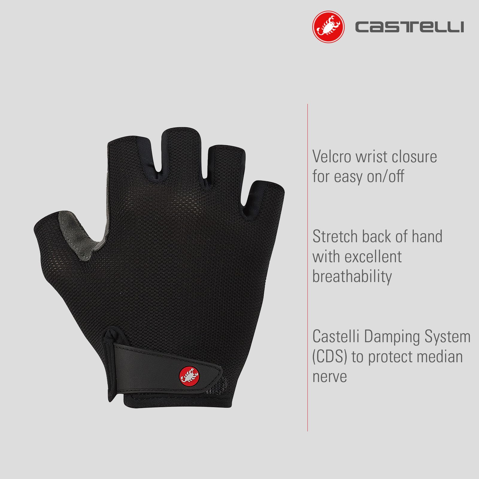 Castelli Concorso W Glove, Guanti da ciclismo traspiranti a dita corte con imbottitura in schiuma e manico in silicone