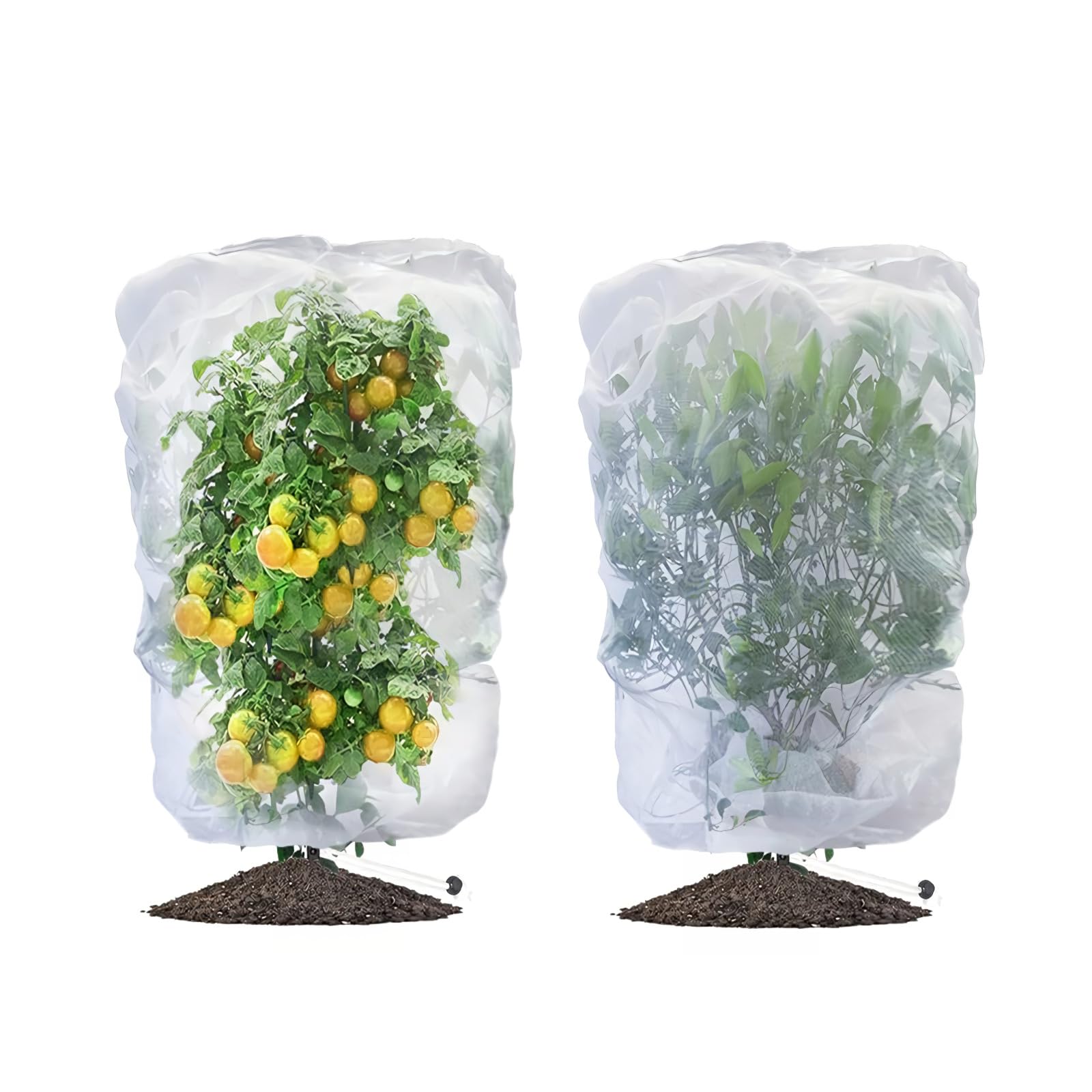防虫ネット 2個セット 植物保護カバー 巾着式メッシュ 野菜栽培 鉢植え プラン…