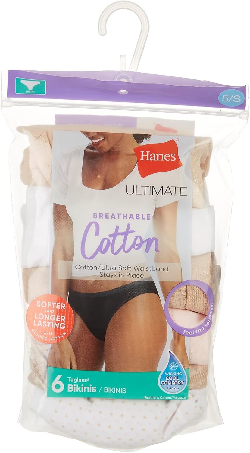 Hanes womens 6-pack Breathable Cotton Bikini Panty - Image 3