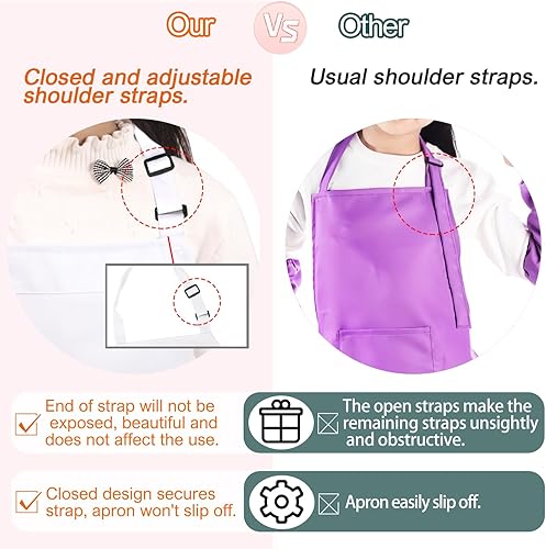 Miniatura 3 de BIGHAS Kids Apron for Boys and Girls Adjustable Neck Strap Hook and Loop Fastener Design Waistband for Baking, Cooking, Chef