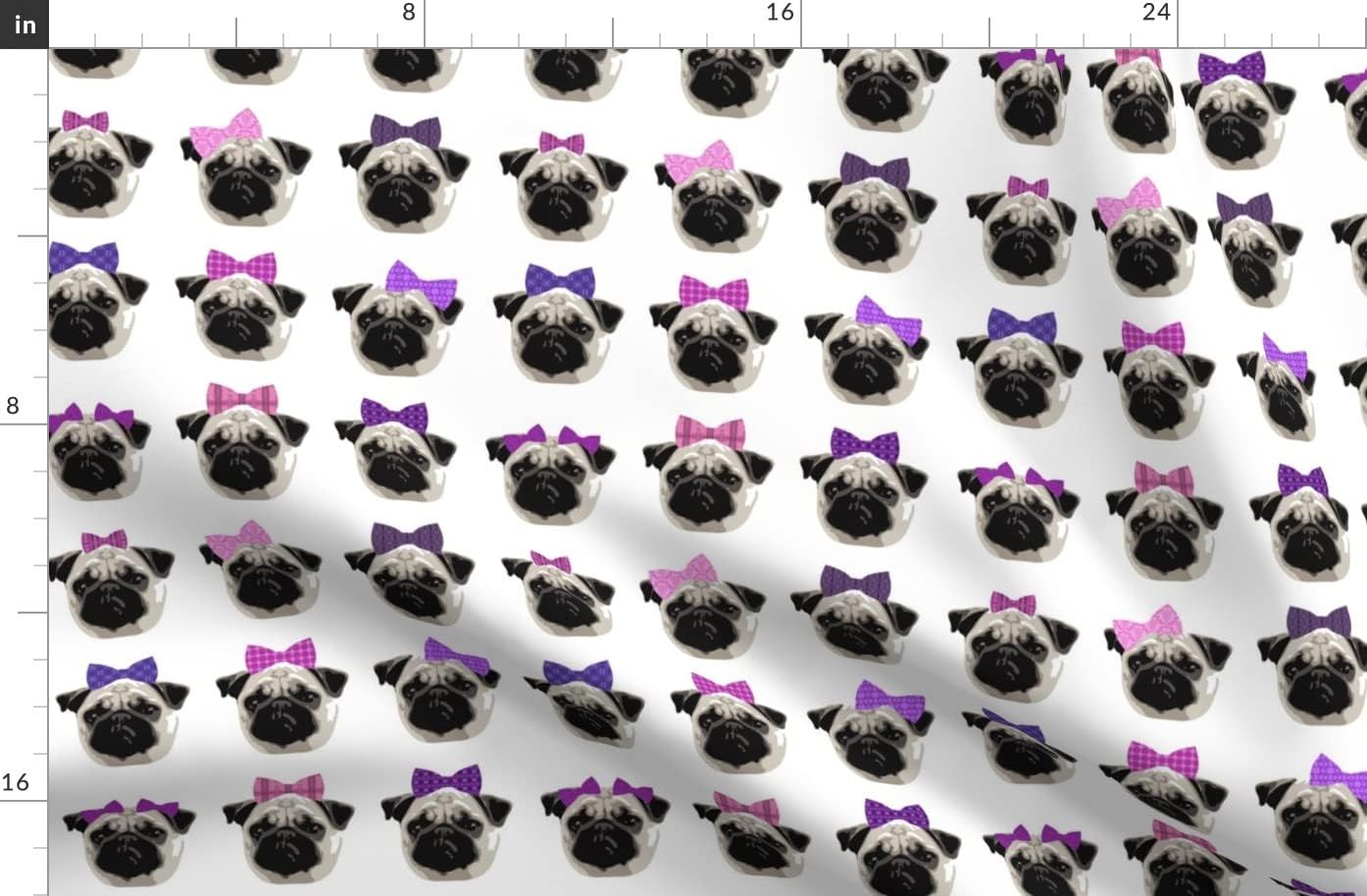 Spoonflower Fabric - Pretty Pug Girls Pugs Dog Dogs Printed on Polartec(R) Fleece Fabric by The Yard - Sewing Blankets Loungewear and No-Sew Projects