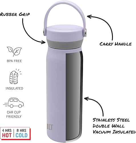 Miniatura 4 de BUILT Cascade - Botella de agua de doble pared aislada al vacío de acero inoxidable con boca ancha con agarre cómodo y tapa de asa de transporte, 20