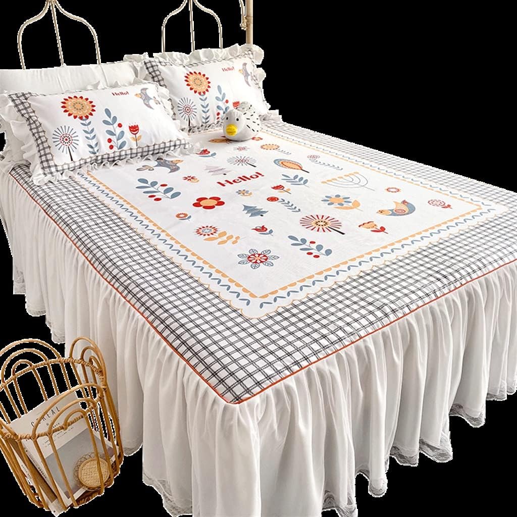 Girl Heart Lace Bed Skirt Ice Silk Mat Three-piece Washable Machine Folding Cool
