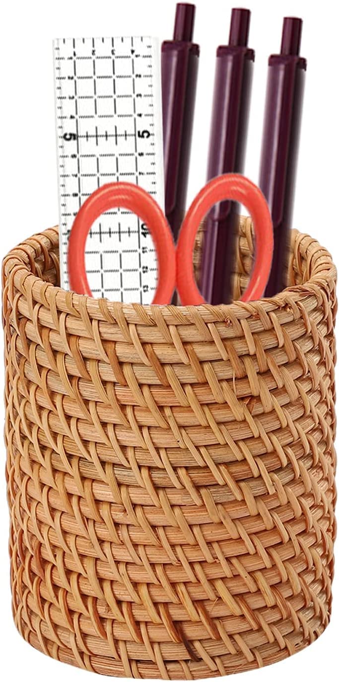 Portapenne In Rattan Handmade - 10x7.5 Cm, Per Penne, Trucchi E Piccoli Oggetti - Foto 3