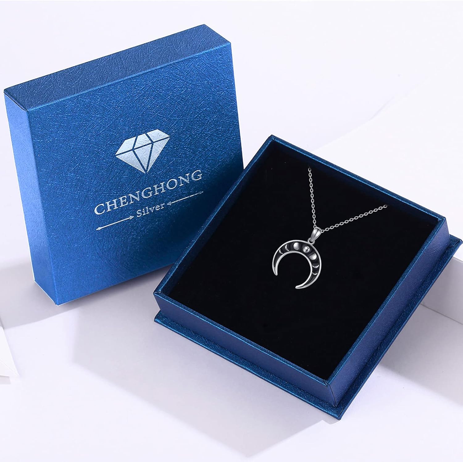 CHENGHONG Moon Phase Necklace 925 Sterling Silver Cresent Moon Necklace Charm Jewelry Gifts for Women Men Mothers Day Gifts - Image 6