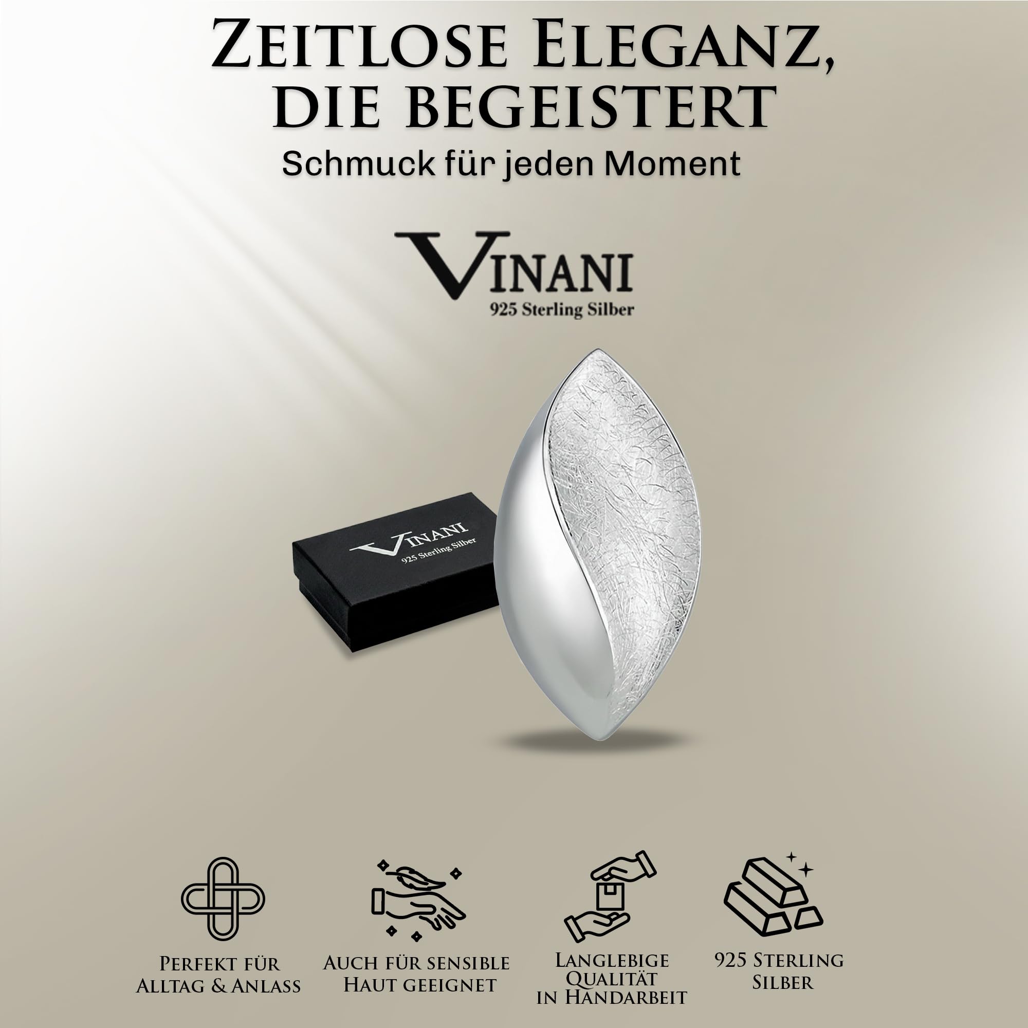 Vinani Design Anhänger Mandel Auge elegant geschwungen gebürstet glänzend Sterling Silber 925 Linse 2ARA-EZ