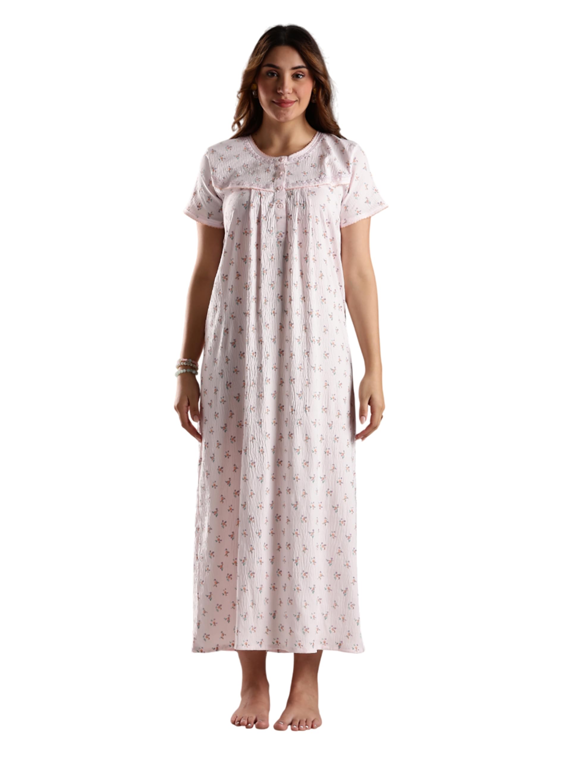 9shines label Women's Premium Bamboo Cotton Nighty for Women Stylish | Floral Print Maxi Night wear for Women | Full Length Night Gown | Pocket Nighty for Women (Bamboo Cotton-650)-picture-29