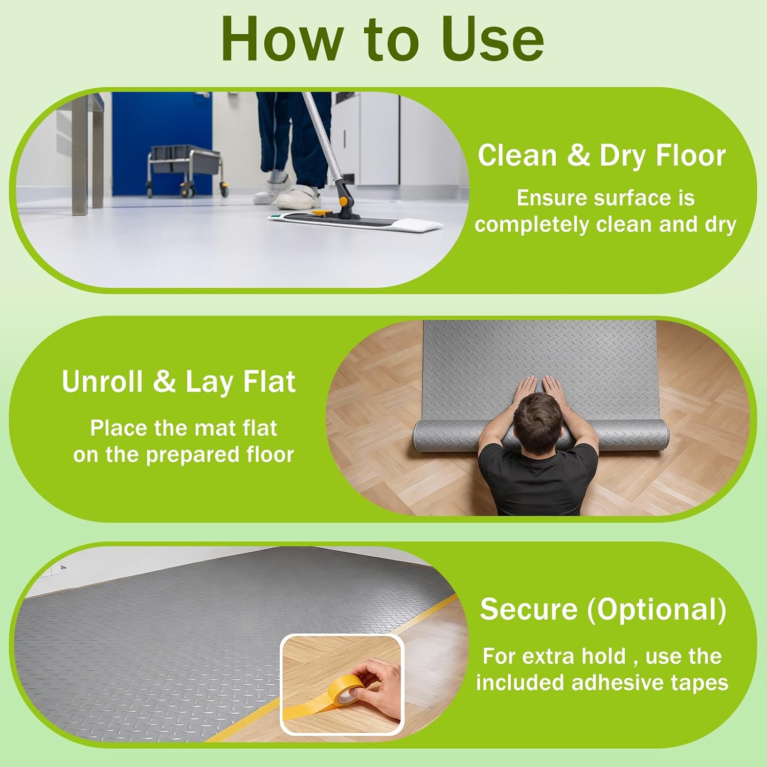 4x10 FT Garage Floor Mat, Upgraded 3.6mm Extra Thick Heavy Duty Flooring Roll for Under Car, Golf Cart Mat, Diamond Plate Rubber Motorcycle Mat, Non-Slip Floor Protector for Garage, Gray