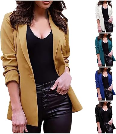 Blazer Long Femme Sportif & Élégant – Veste Mi-Saison Légère Cintrée, Style Business Décontracté