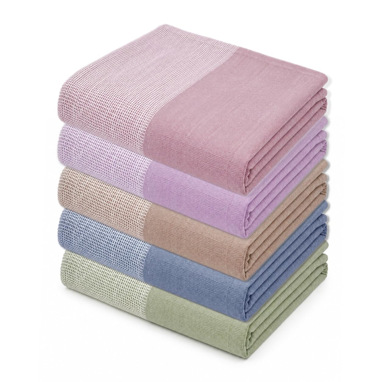 Thirsty Towel, Bamboo Towels for Bath, Soft Slub Towel & High Absorbency Towels, Quick Dry Towels for Bath Large Size, Towel for Bath Men, Women (Pack of 5 - Pink, Viola, Denim, Green & Brown)-image-46