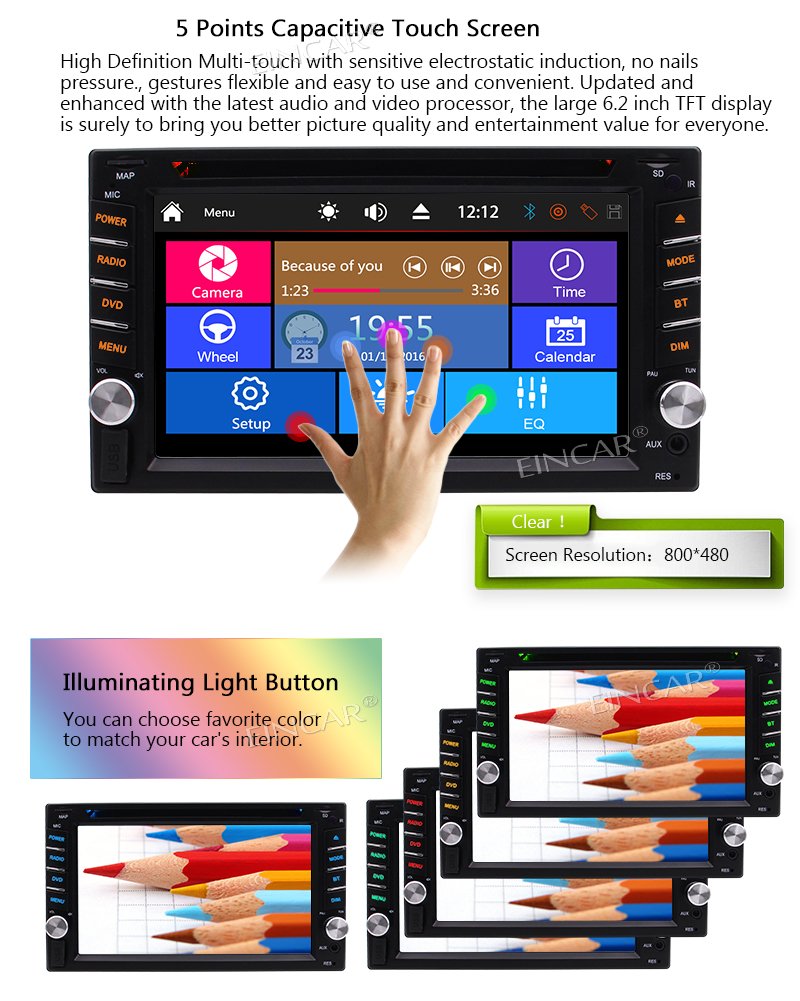 Amazon | 6.2 LCDタッチスクリーンのサポートのBluetooth/USB/SD/HD/FM