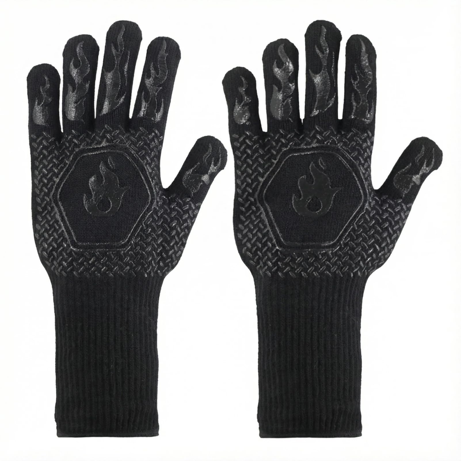1 Pair Oven Gloves, Heat Resistant BBQ Gloves with Non - Slip Silicone, Durable for Kitchen Gadgets & Outdoor Cooking