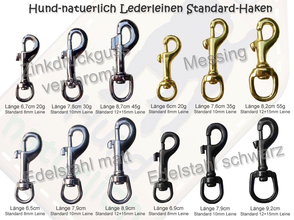 Lederleine braun aus Fettleder, Messing 3m verstellbar (3m x 12mm)