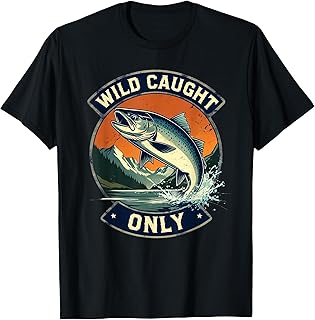 Badge de pêche Vintage Saumon Wild Caught T-Shirt