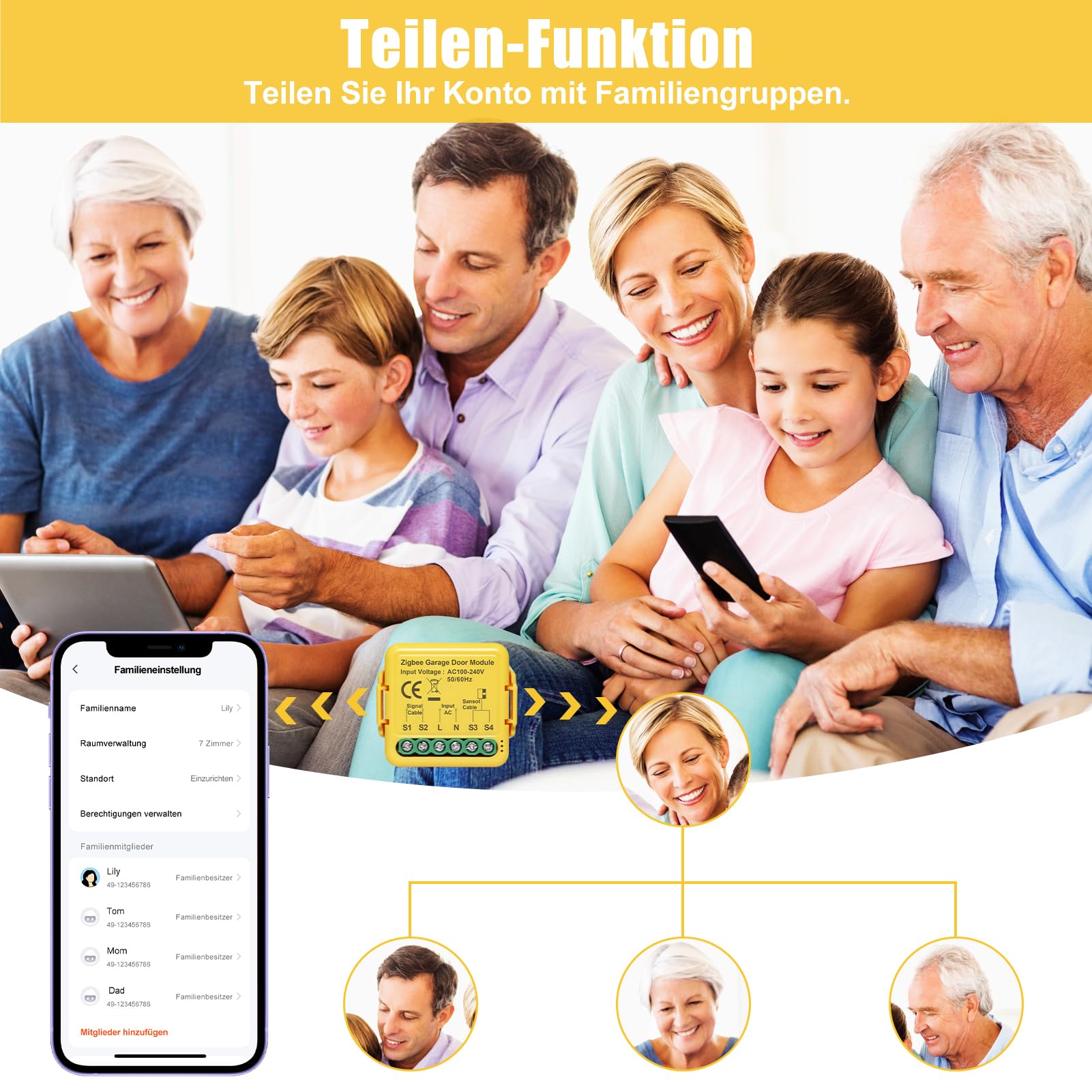 Ouvre portail connecté Zigbee, ouvre-porte de garage intelligent avec application Tuya & Smart Life, ouverture portail connecté compatible avec Alexa & Google Assistant, hub non inclus