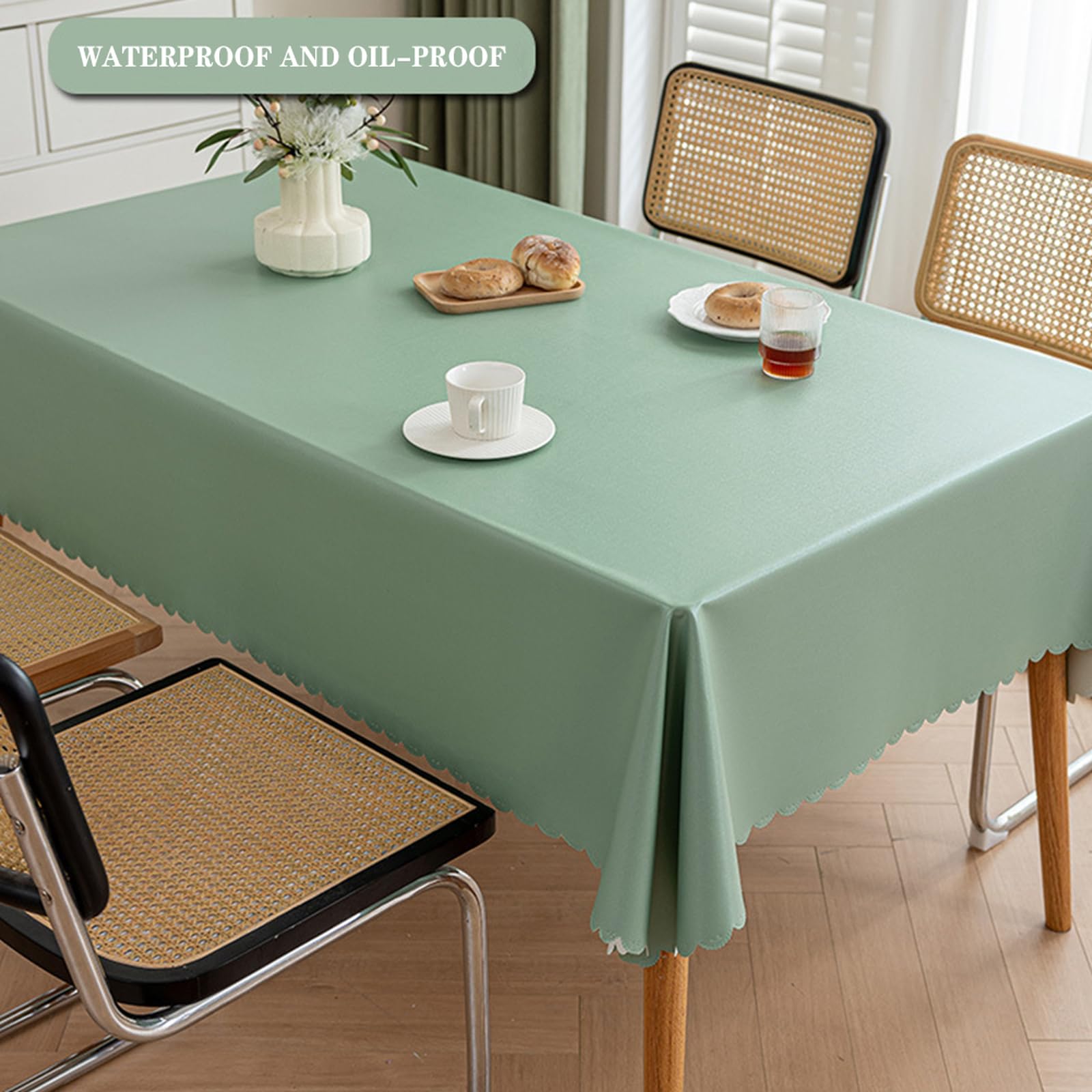 Mantel impermeable de 140 x 220 cm, mantel de PVC, fácil de limpiar, para cocina, comedor y uso al aire libre, protector de mesa de hule resistente al calor