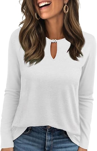 Long Sleeve Shirts for Women Crew Neck Casual Fall Tops Cute T Shirts