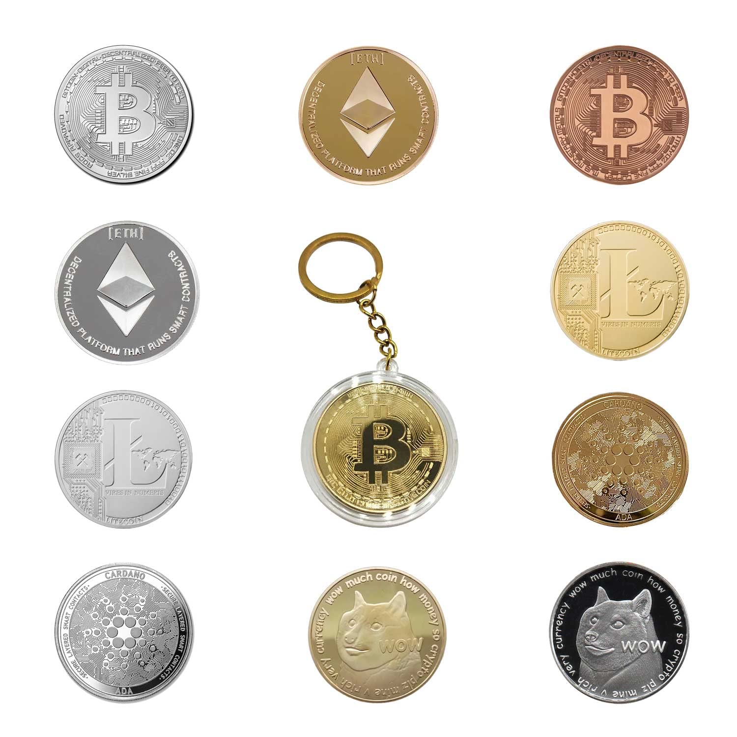Amazon.com: Kasa Style Cryptocurrency Collectors Edition 40mm Crypto Coin  Keychain Capsule Set Bitcoin : Everything Else