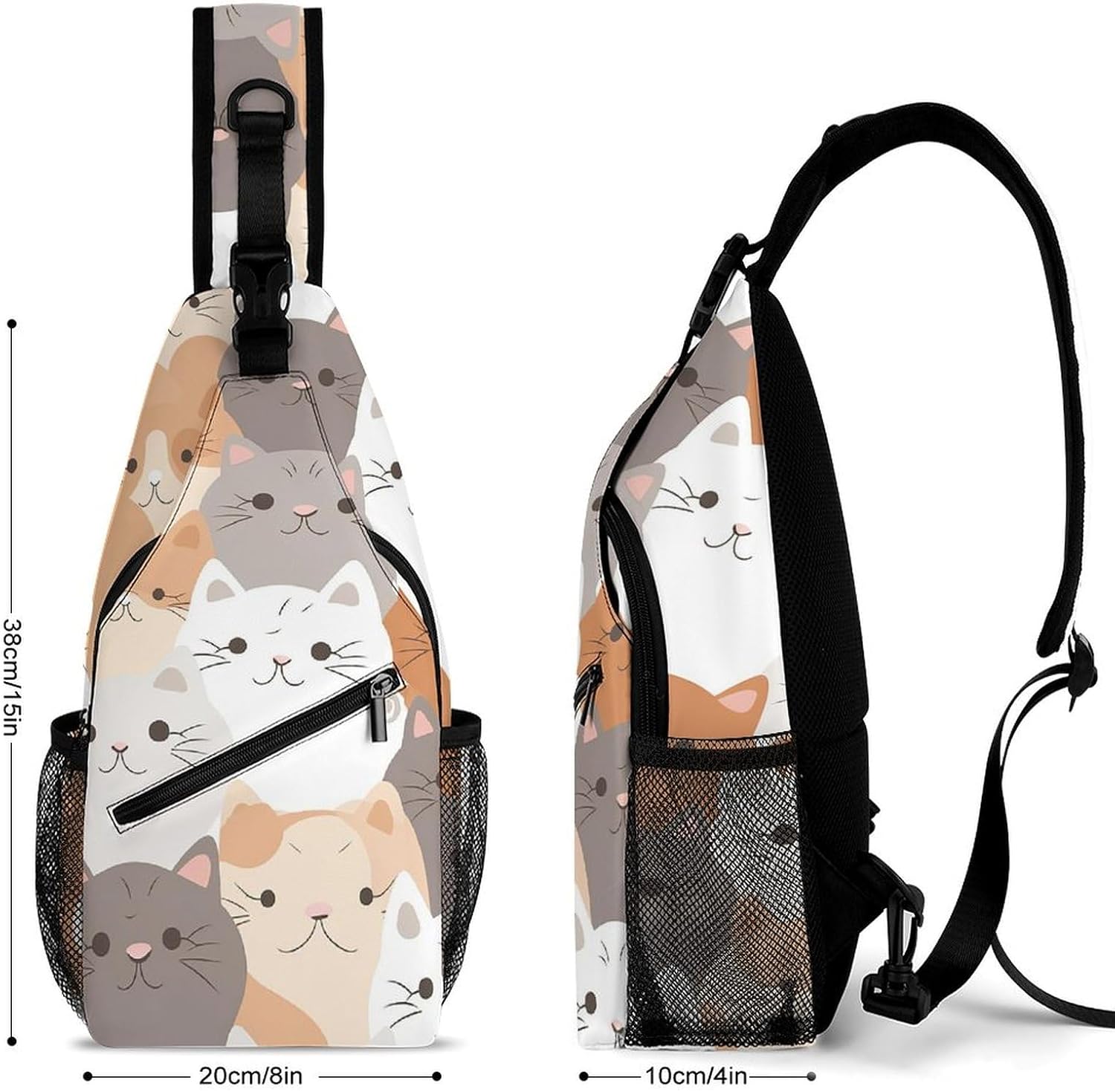Orange Cats Sling Bag Lightweight Crossbody Chest Pack Travel Shoulder Bag with Adjustable Strap