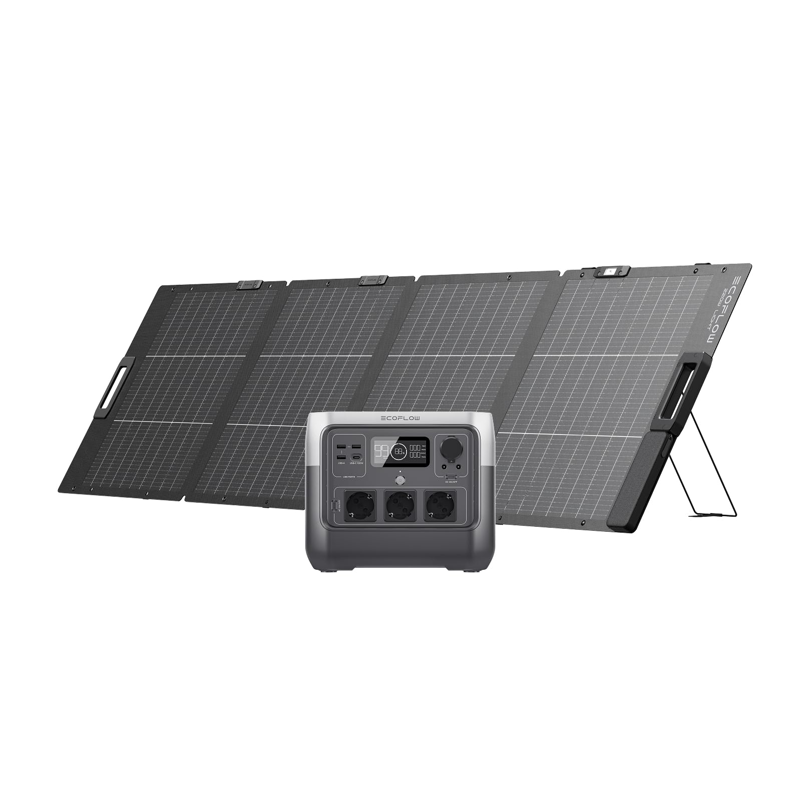 Estación de energía portátil EcoFlow River 2 con paquete de panel solar portátil, batería LiFeP04, 1 hora de rápido, generador solar para acampar al aire libre/RV/hogar/balcón (RIVER2PRO+220W)
