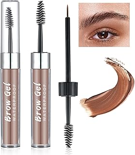 NewBang Tinted Eyebrow Gel,2 Pack Brow Setting Gel Fix Semi-permanent Brown Eyebrow Gel,Waterproof Eyebrow Glue Liquid Brows Styling Mascara for Eyebrows Makeup with Brush,7ML