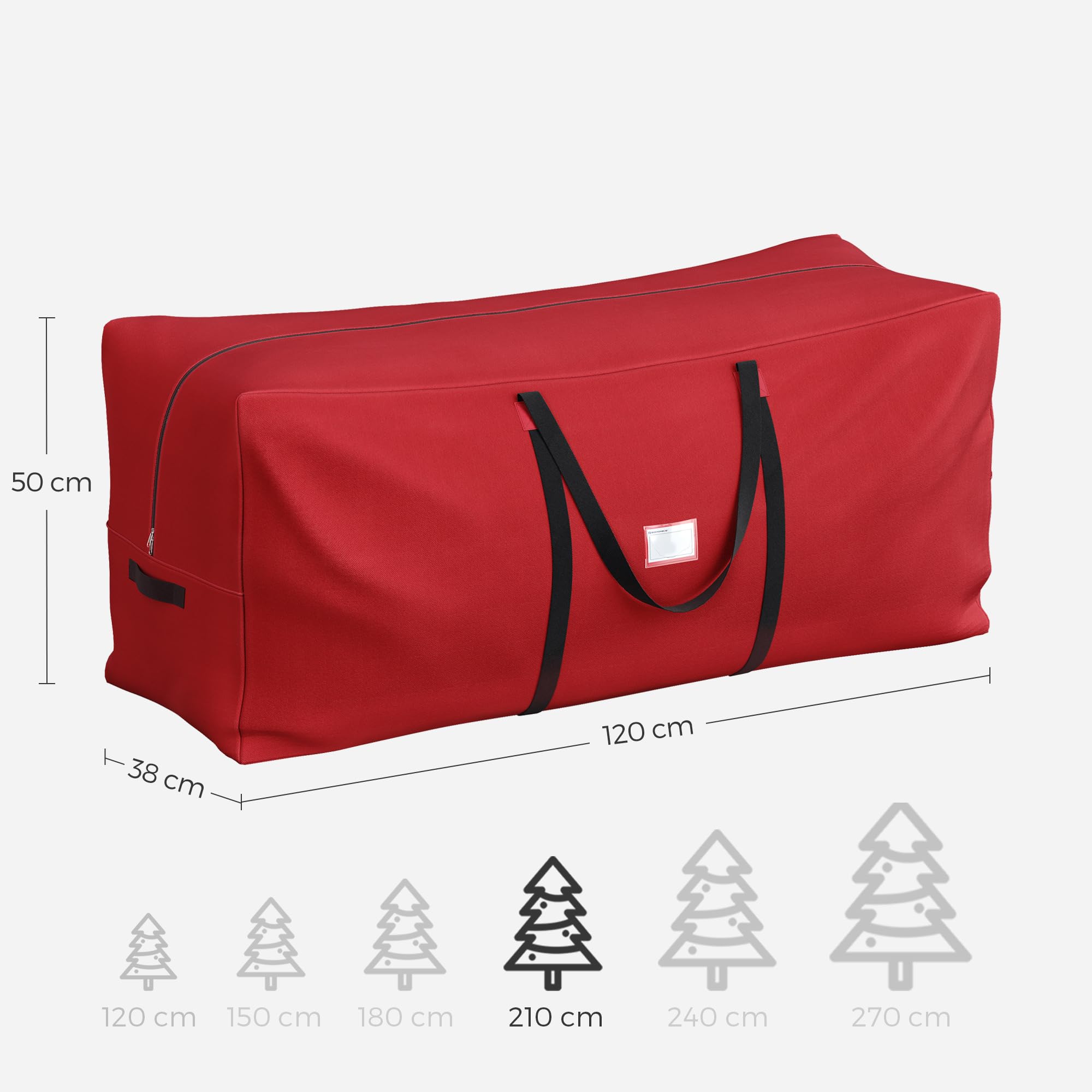 SONGMICS Custodia Porta Albero di Natale, Sacco per Albero Artificiale fino a 210 cm, Borsa in Tessuto Oxford 600D Impermeabile e Antipolvere, Pieghevole, Maniglie Spesse, Rosso RXS003R03