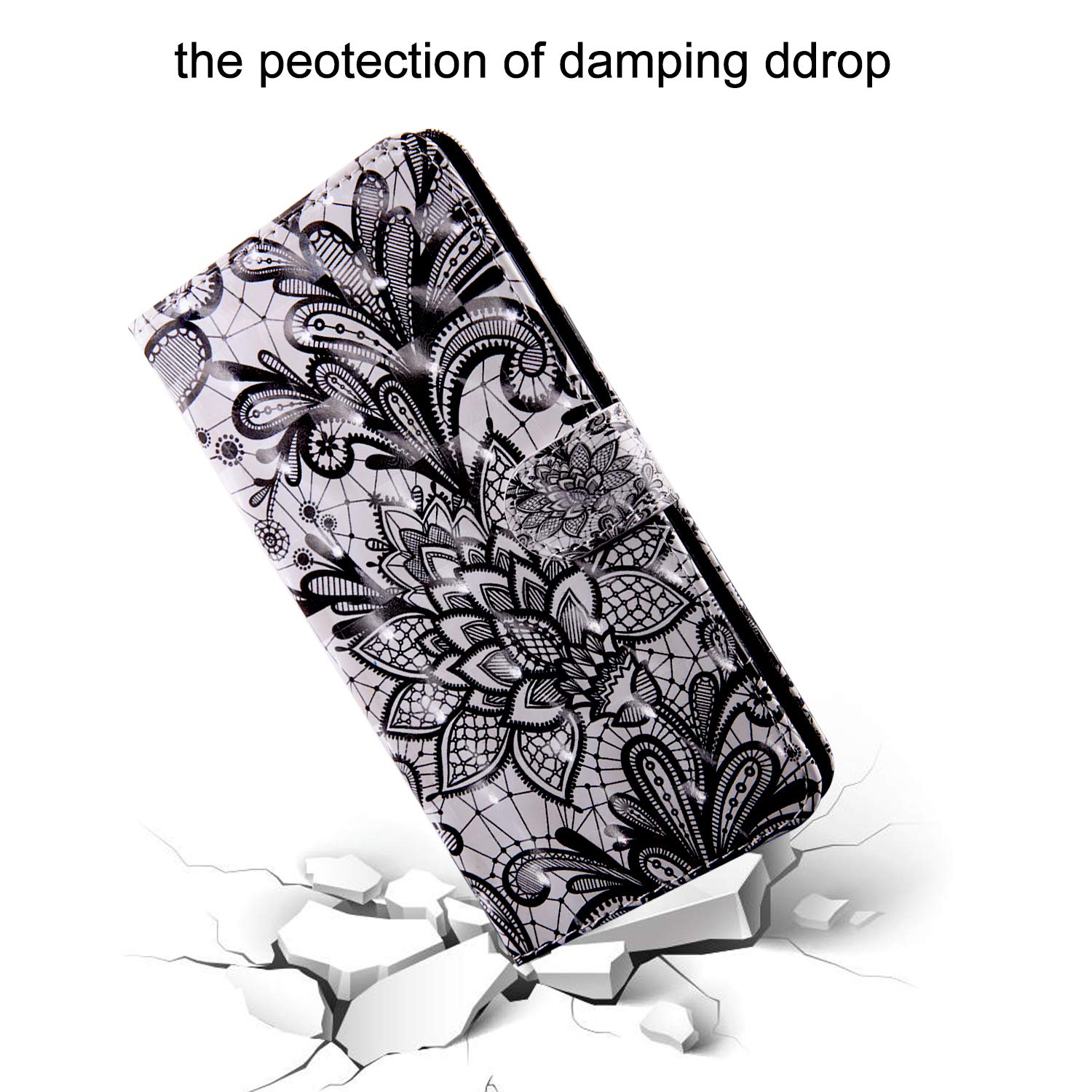 TOUCASA Cover per Huawei Y5 2019, Flip Custodia [3D Superficie] PU Pelle Portafoglio Unico Sottile Funzione TPU Antiurto Flip Cover a Libro Custodie