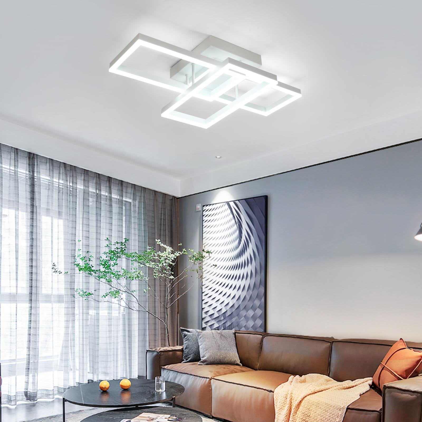Osairous Plafoniera LED Soffitto Dimmerabile, 48W 5400LM Lampada da Soffitto con Telecomando 3000K-6500K 71cm, Funzione di Memoria, Moderna Plafoniera Quadrata per Camera da Letto Soggiorno Cucina