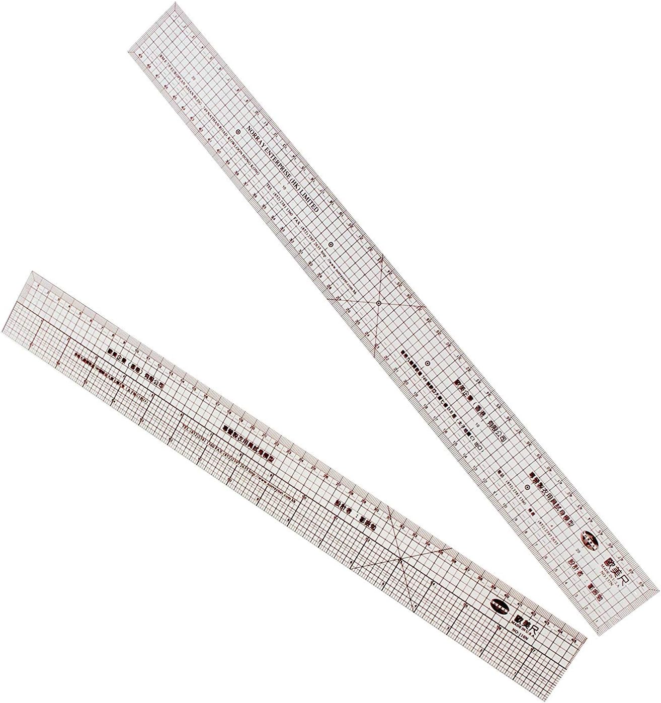 Set of 2 Flexible Grader Rulers NO.110N INCH& CM- 45cm/18"L and NO.137N 50cmL