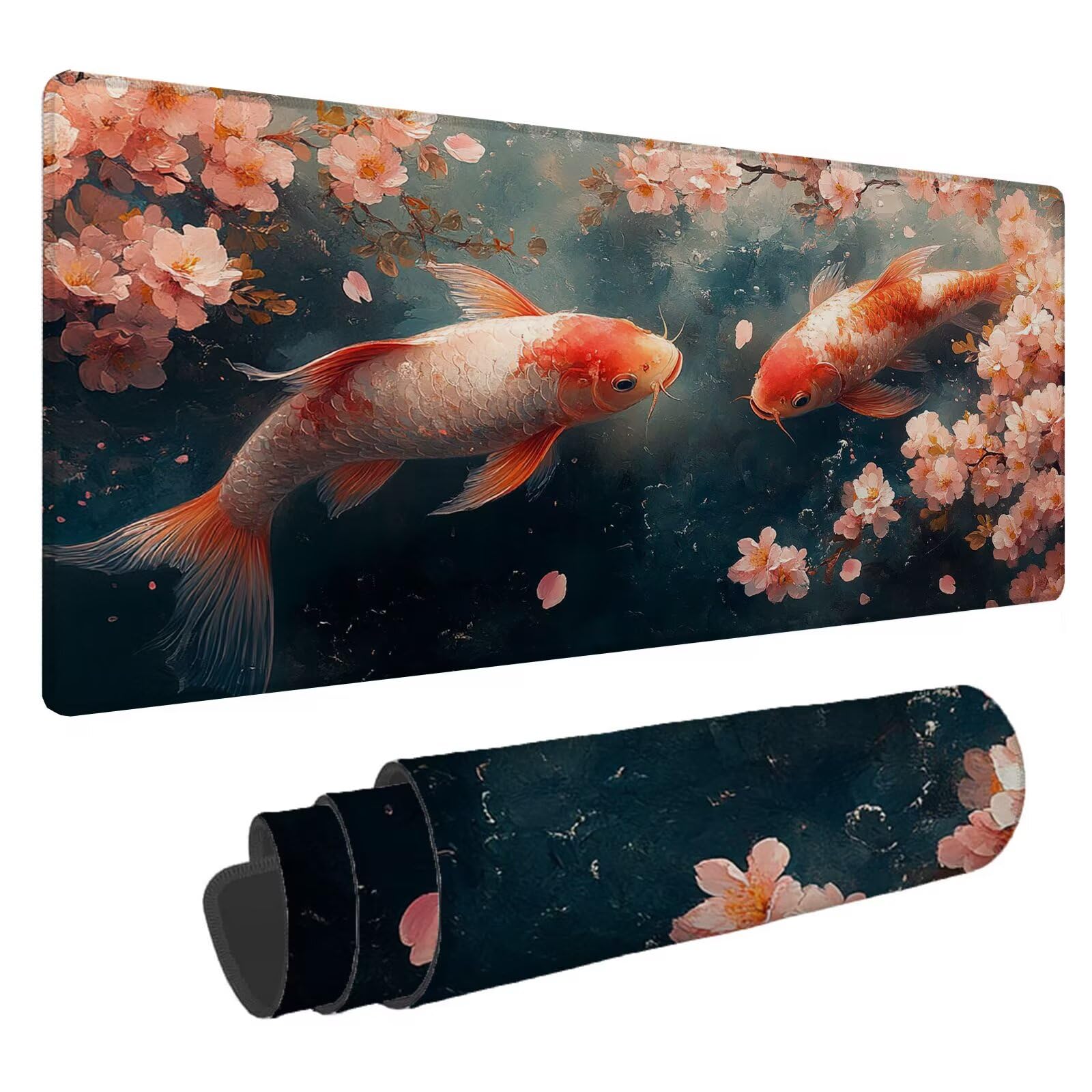 Podkładka pod mysz ryba XXL drzewo kwiaty 1500 x 800 x 4 mm podkładka pod mysz dla graczy, podkładka pod mysz do laptopa, podkładka pod mysz i podkładka pod mysz do laptopa, podkładka pod mysz i