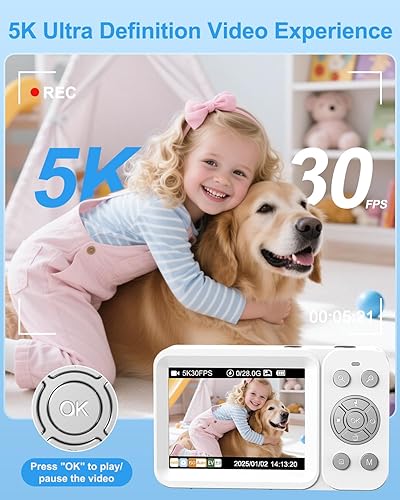 Miniatura 2 de 5K Digital Camera, 80MP Dual Screen Autofocus Vlogging Camera, 18X Zoom Point and Shoot Camera for Photography, Flash, 32GB Card, 2