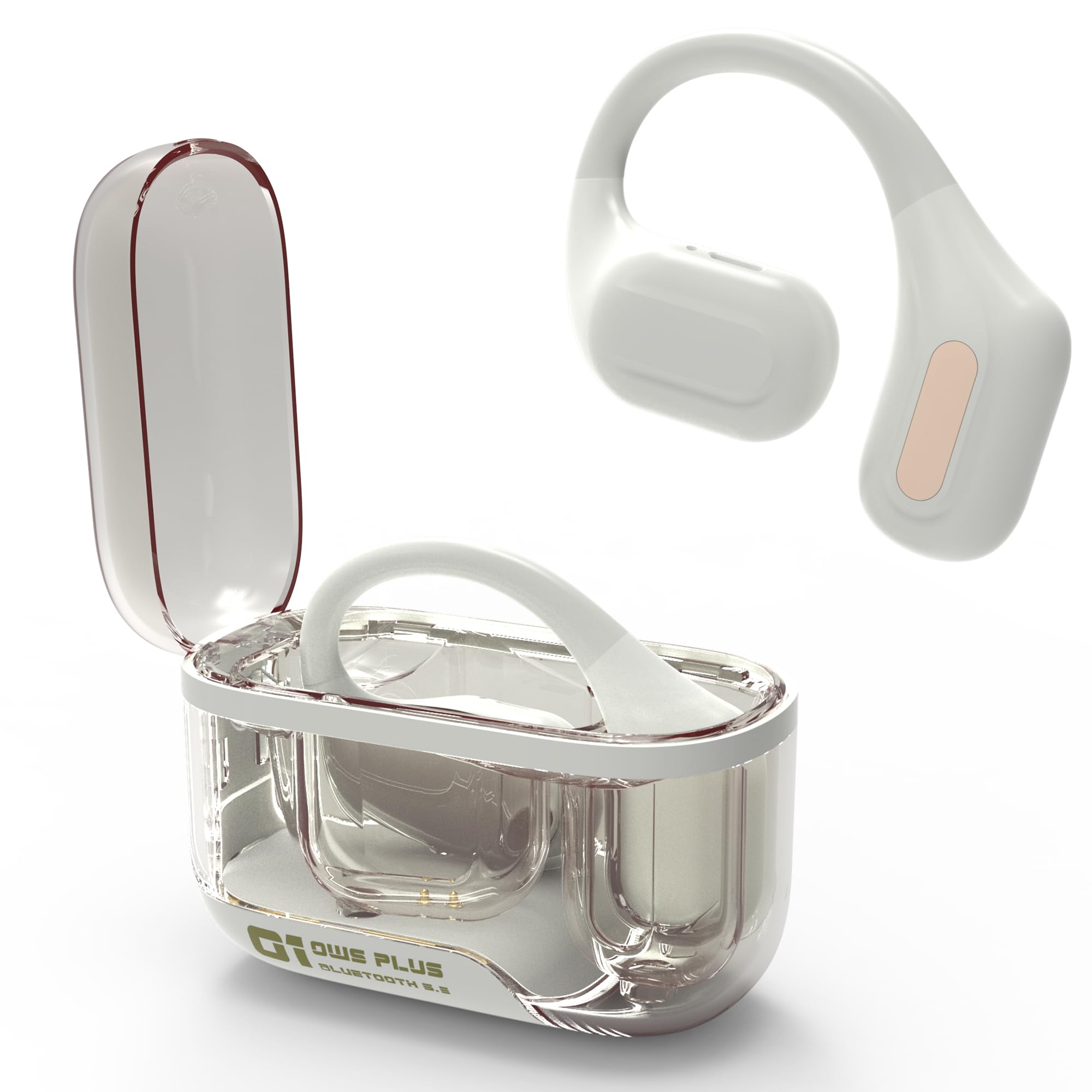 AMAFACE Wireless Bluetooth Headphones - 24H Playtime, Touch Control Sports Earbuds with Earhooks, IPX7 Waterproof, Over-Ear for Running, White