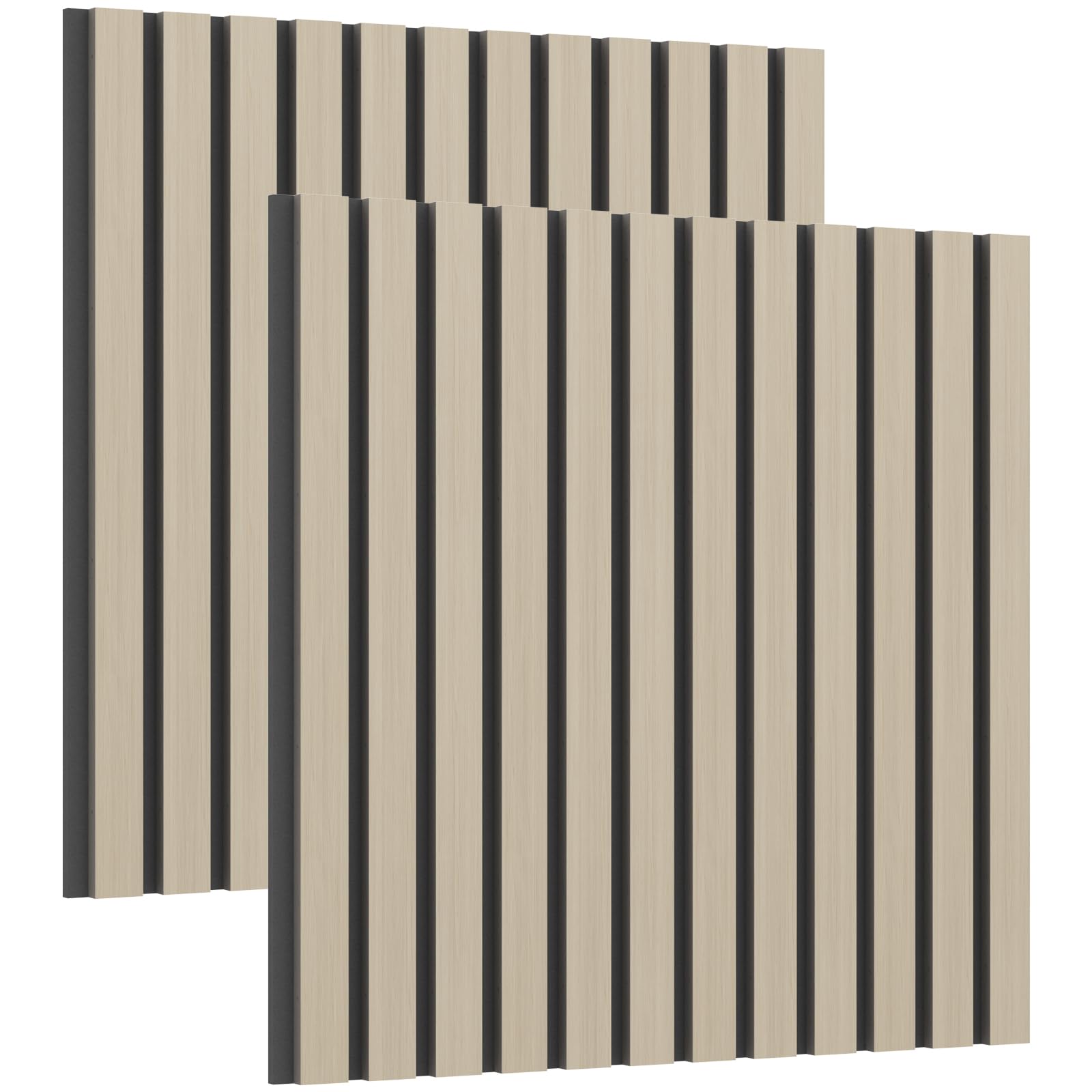 3D Akustikpaneele Holzoptik – Wandpaneele als Schallabsorber und Wandverkleidung, 60x60cm dekorative Paneele für Wohnzimmer & Büro, leicht zu reinigen, modernes Design, 2er set,Weiß Eiche