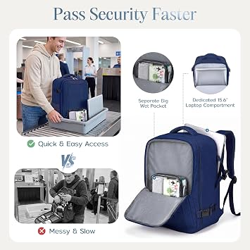Xkdoai for Easyjet Cabin Bag 45x36x20,Backpack with TSA Approved Clear Bag