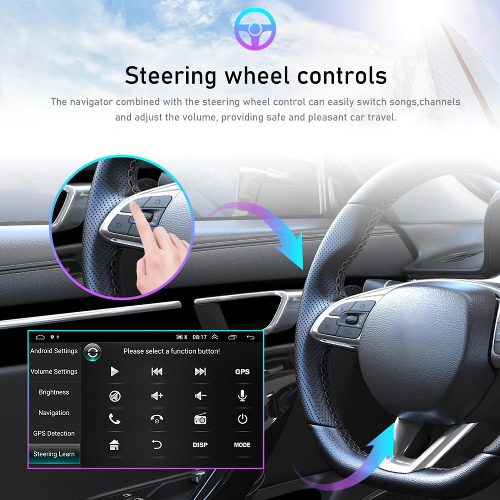 7 Pouces Double Din Carplay Android Auto Autoradio Compatible avec Fiat Punto Support Bluetooth/Mirror Link/GPS Navigation/SWC