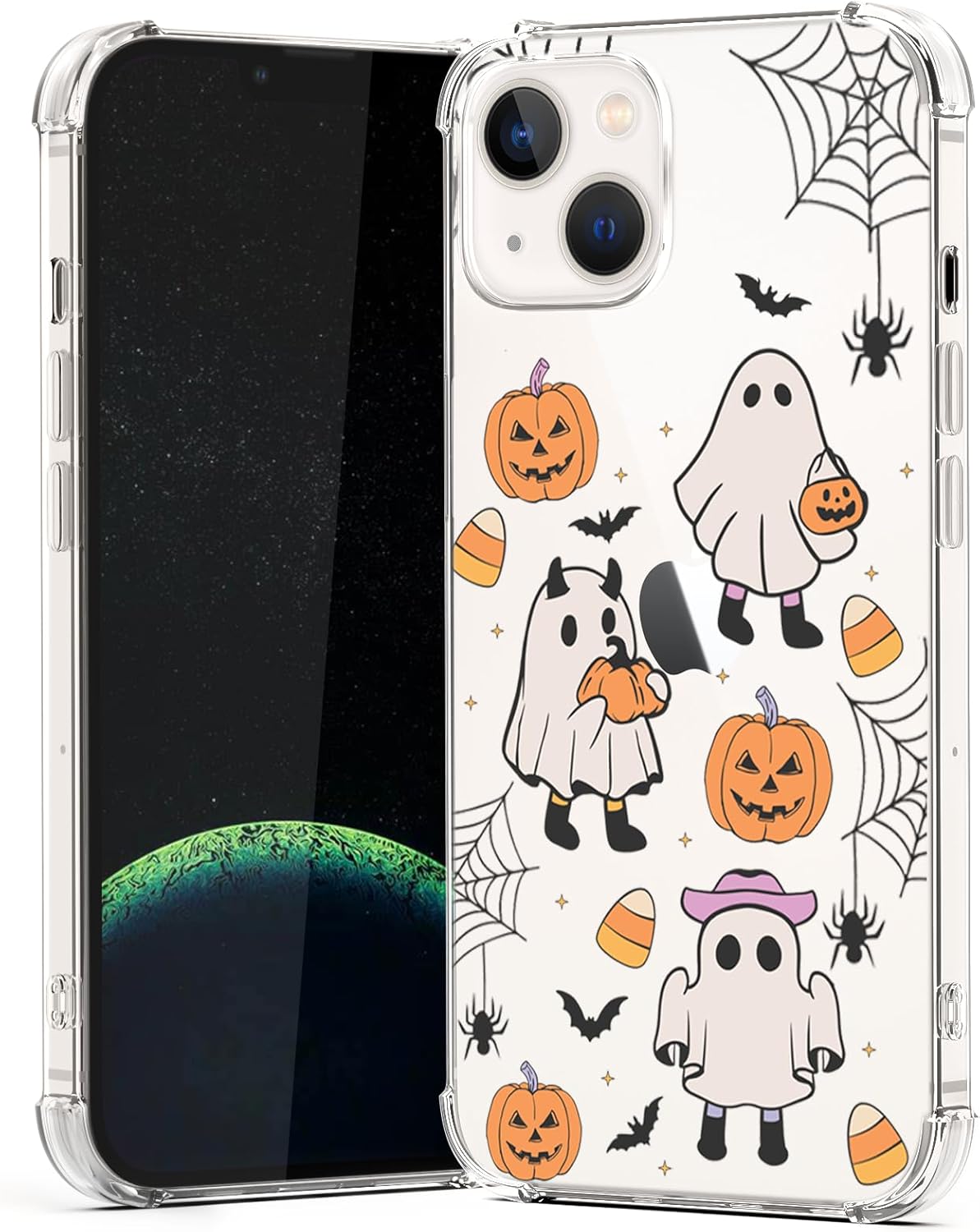 XIMIZU Halloween Case for iPhone 13 Pumpkin, Ghost Cat