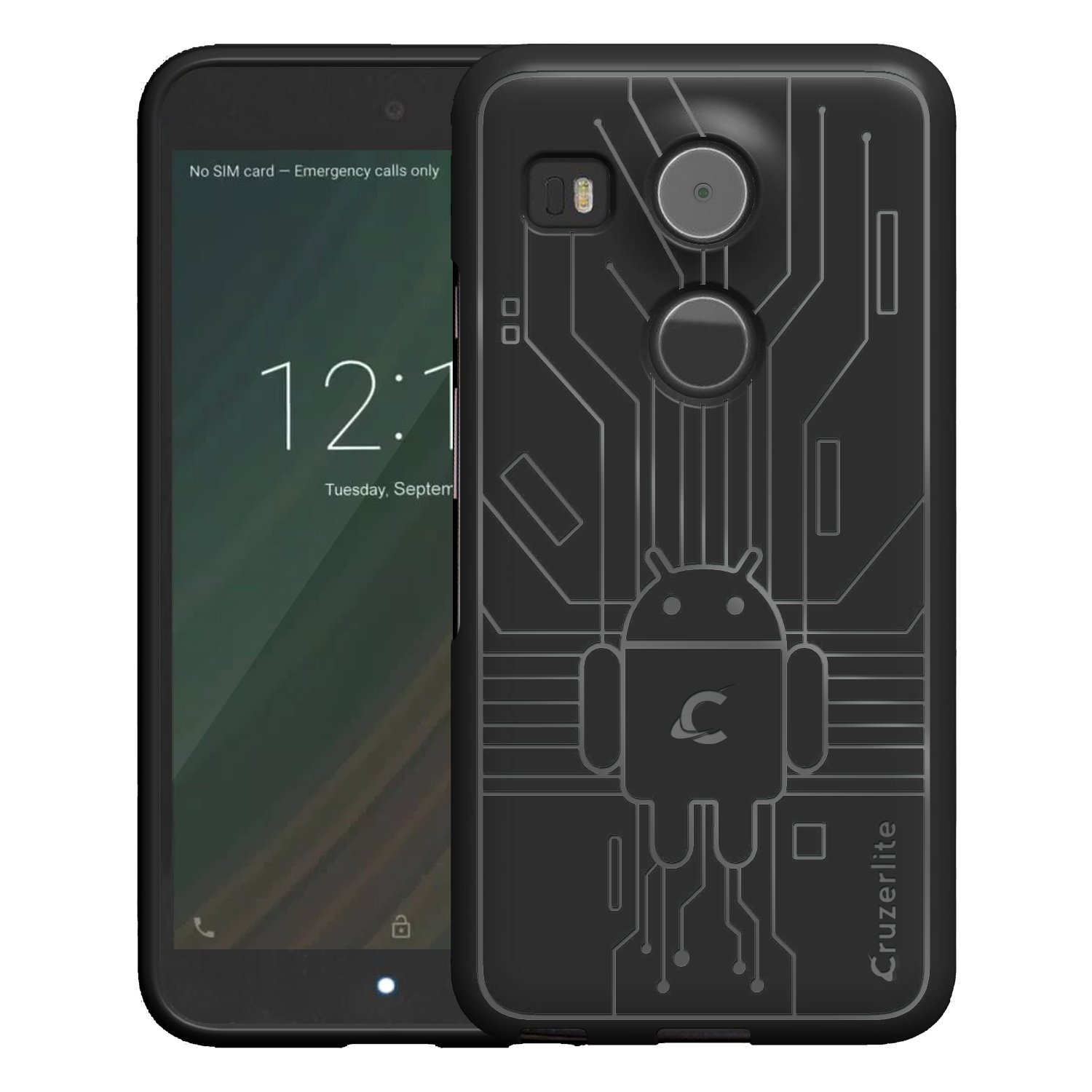 LG Nexus 5X Case, Bugdroid Circuit Case Compatible for LG Nexus 5X - Black