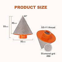 Vista 2 de Broca biseladora de diamante, brocas de diamante de 2 pulgadas (1.969 in) con rosca 5/8-11 para ampliar, pulir y biselar los agujeros exsit