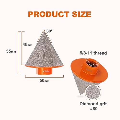 Miniatura 2 de Broca biseladora de diamante, brocas de diamante de 2 pulgadas (1.969 in) con rosca 58-11 para ampliar, pulir y biselar los agujeros exsit