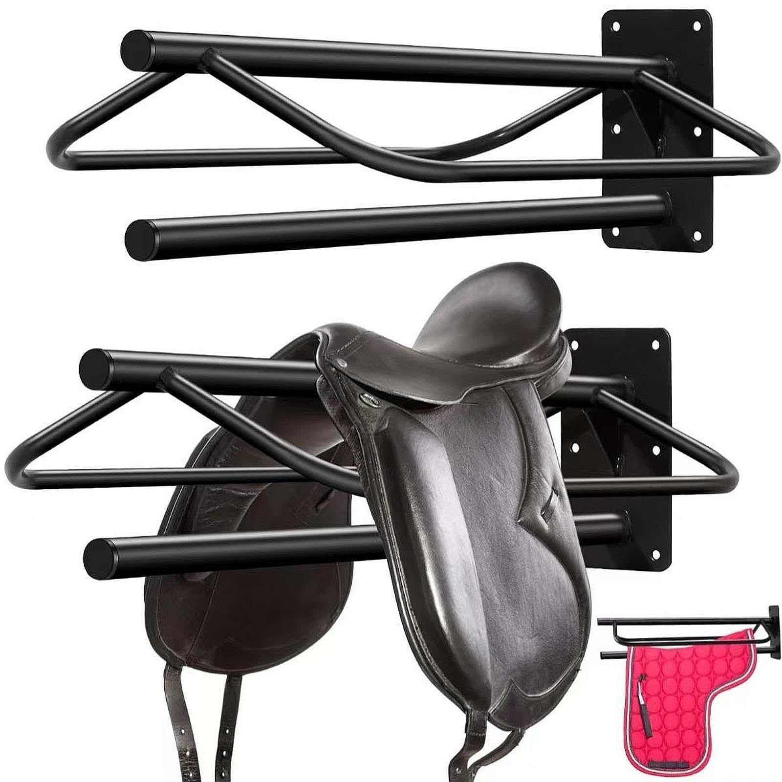 Soporte de Pared para Sillas de Montar, Color Negro, Soporte Portátil para Sillas de Montar Vaqueras, para Uso Ecuestre, Doméstico Y en El Jardín.
