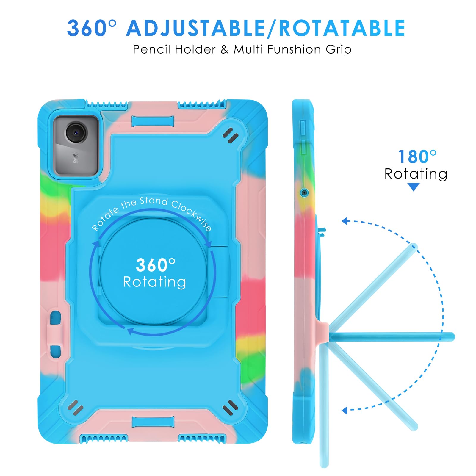 Coque étui Lenovo Tab M11 TB-330FU/331FC 11 Pouces 2024 - Support Pivotant 360° - Bandoulière Amovible - Antichoc