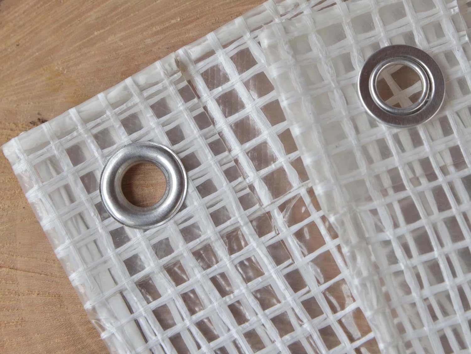 Telo Telone Multiuso Occhiellato Bianco Trasparente Retinato Con Occhielli 140 gr/mq per Esterno Resistente UV Impermeabile per Rimessaggi Tende Balconi Coperture (4x5 mt)