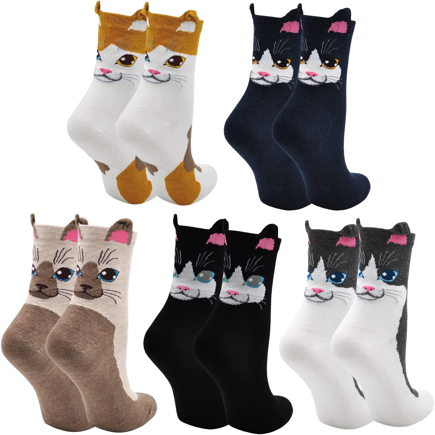 quierobe Women Socks Fun Animal Cat Dog Cute Funny Ankle