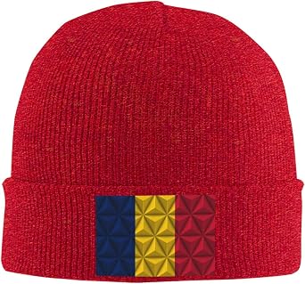 Polygon Effect of The Chad Flag Beanie for Men Women Winter Knit Hats Cuffed Skull Cap Ski Hat