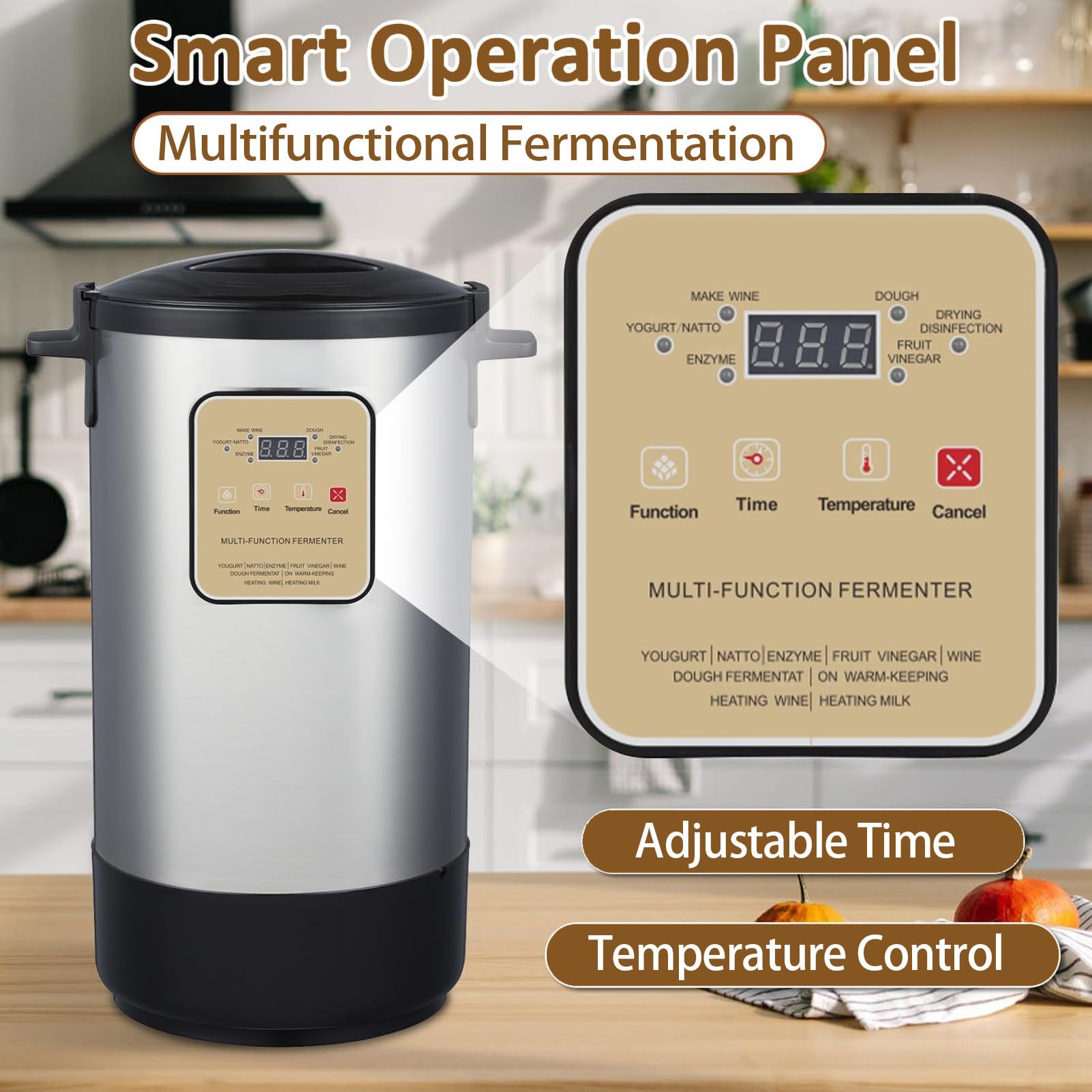 Yogurtera AutomáTica De 12/18 L con Recipiente Interior De Acero Inoxidable Y Memoria De Apagado, Ideal para Restaurantes Y Postres 12L
