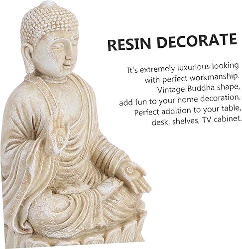 Miniatura 8 de EXCEART Estatua de Buda de resina realista en miniatura de meditación escultura de Buda Feng Shui accesorio para meditación y relajación