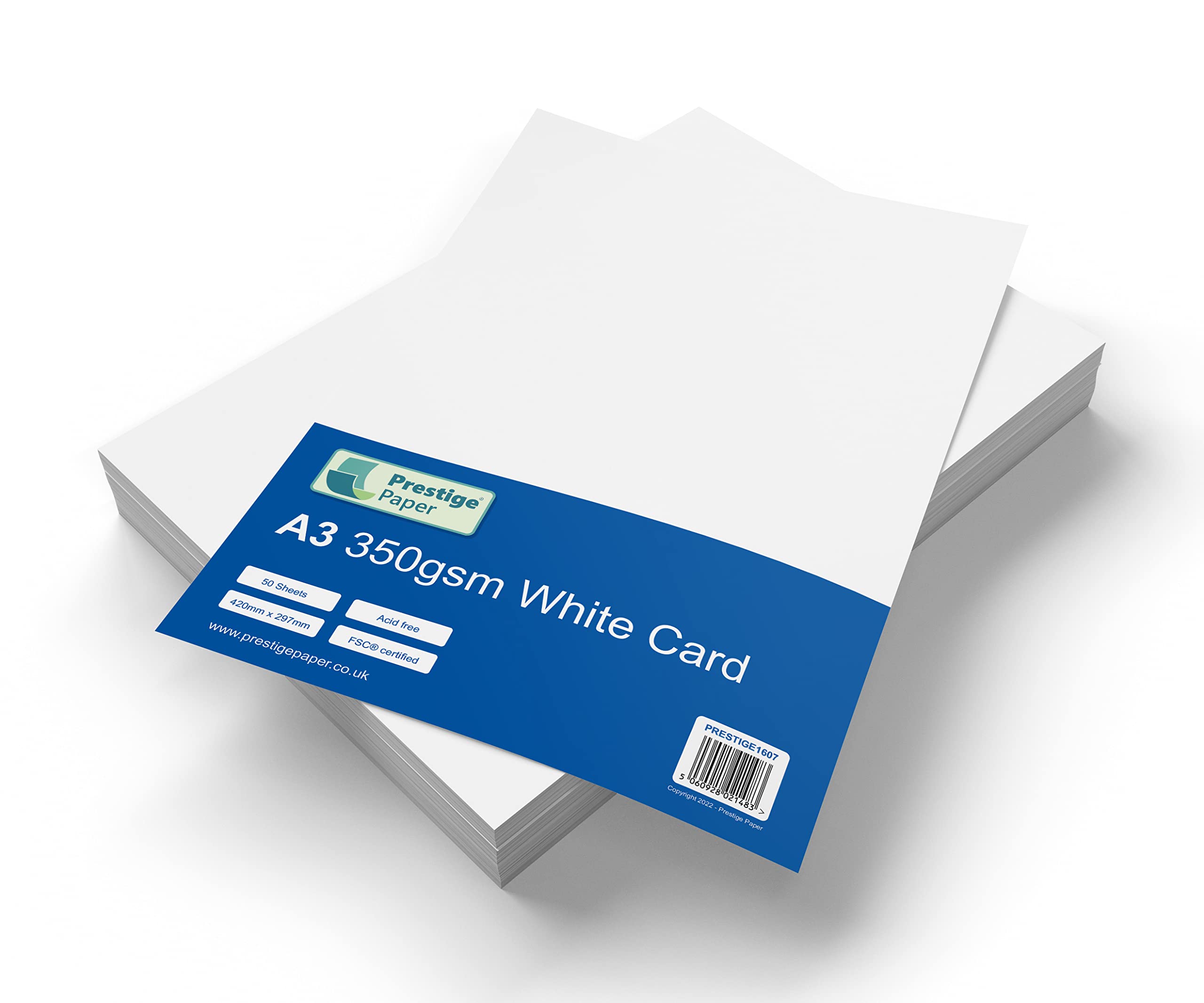 Prestige A3 White Craft Card Pack - Acid Free - 350gsm - 50 Sheets