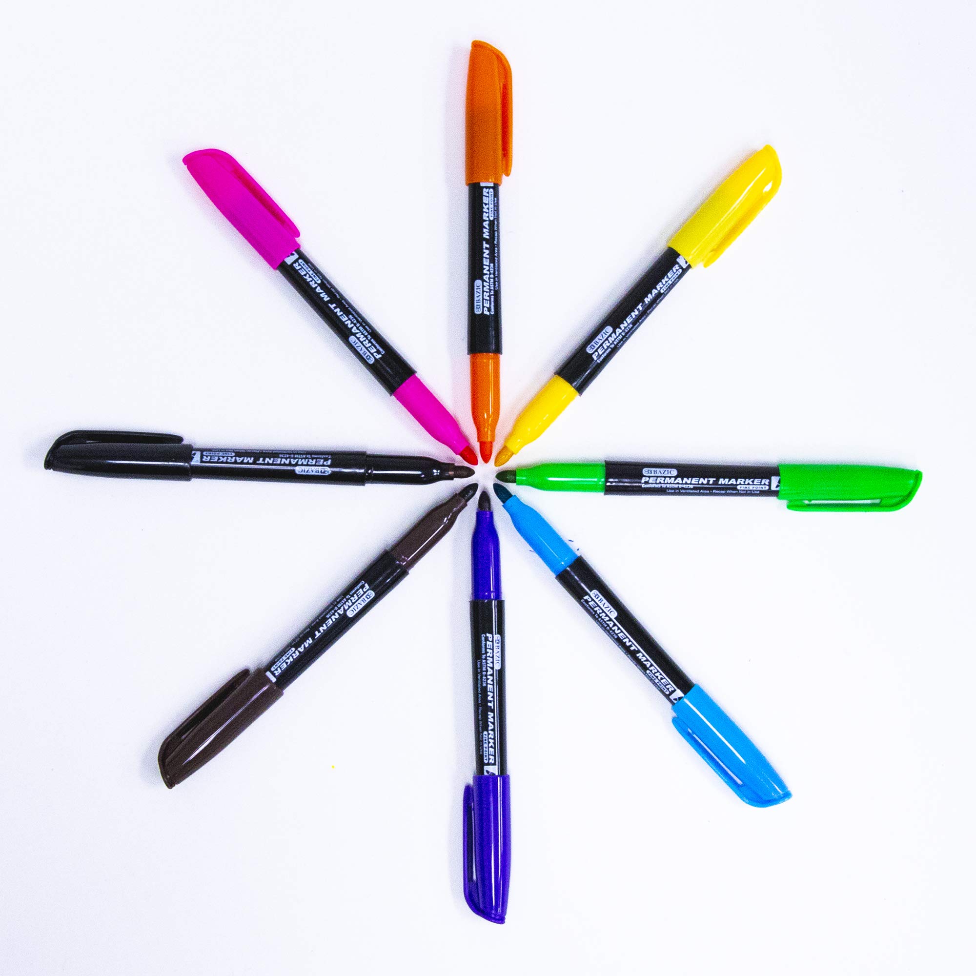 Bazic Fancy Couleurs Pointe fine marqueurs permanents W/clip de poche (8/Lot)